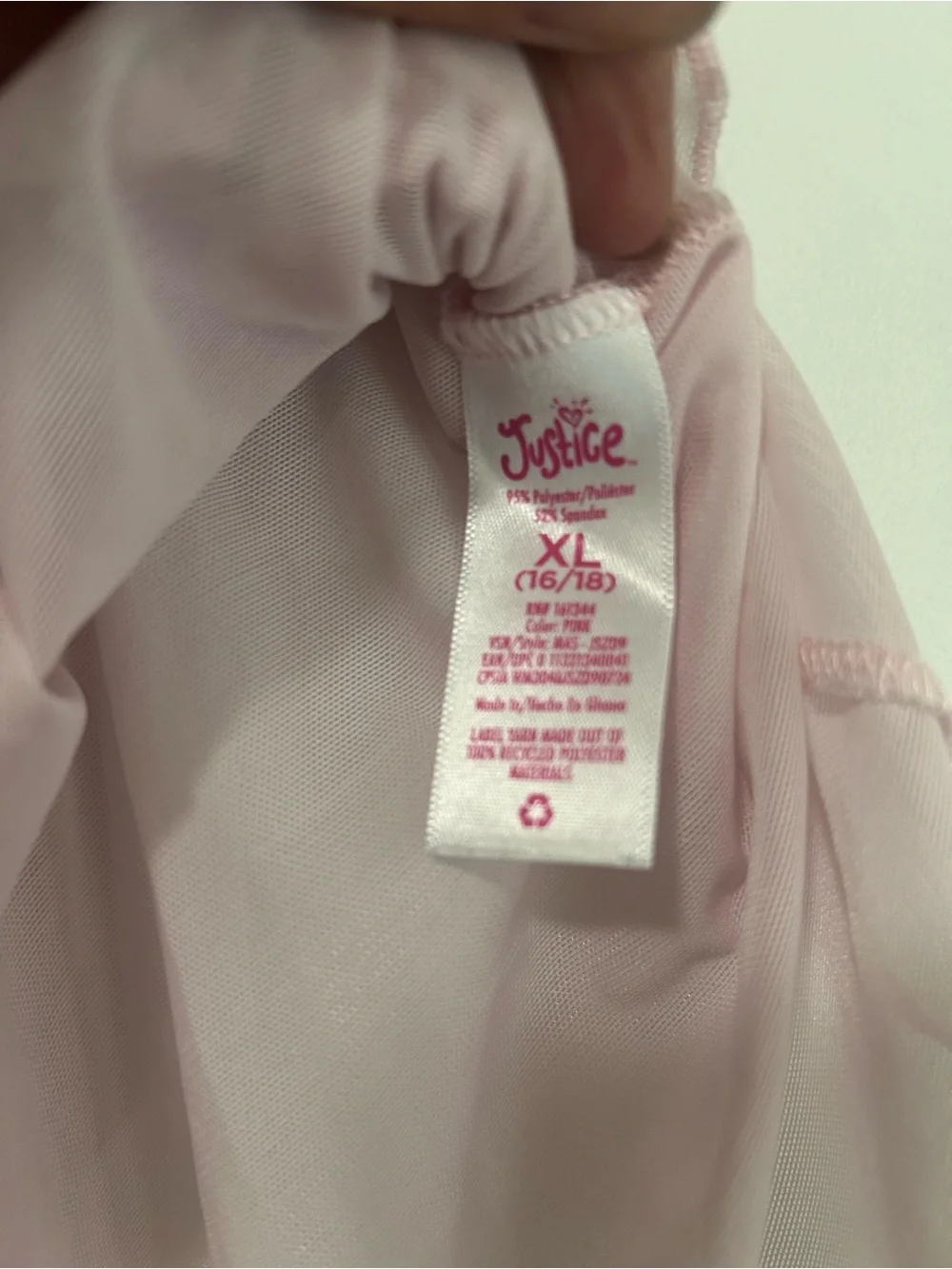 Justice Pale Pink Chiffon Dance Skirt